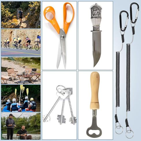 6 Pack Fishing Coiled Lanyard, Retractable Tool Lanyards for Hand Tools Keychain Pole Tether, Kayak Paddle Leash Fishing Rod Safety Steel Wire Lanyards Gear with Carabiner Clips for Pliers Boating in Saudi Arabia