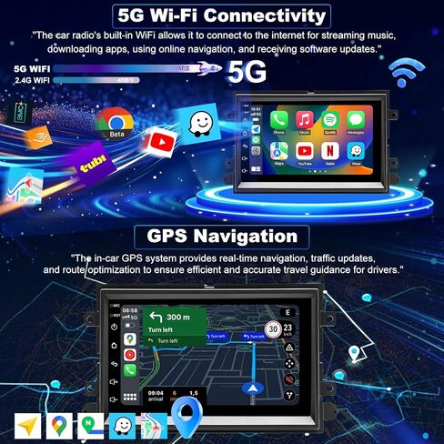 5GWifi Android Upgrade Car Radio for Ford Mustang 2005-2009, Explorer 2006-2010, Ford E150/E250/E350 2009-2014 7inch Touch Screen Stereo Head Unit Wireless Carplay Android Auto GPS Bluetooth FM Camera in Saudi Arabia