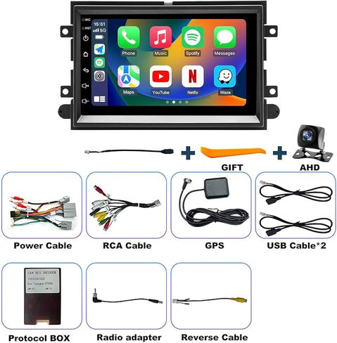5GWifi Android Upgrade Car Radio for Ford Mustang 2005-2009, Explorer 2006-2010, Ford E150/E250/E350 2009-2014 7inch Touch Screen Stereo Head Unit Wireless Carplay Android Auto GPS Bluetooth FM Camera in Saudi Arabia
