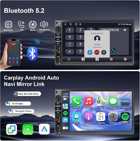 راديو السيارة ستيريو لاسلكي Carplay Android Auto Navi لسيارة Toyota Tacoma Sienna1998-2004/4Runner Camry 1990-2002/Tundra Sequoia 2000 2001 2002/Land Cruiser 1991-2000 in Saudi Arabia