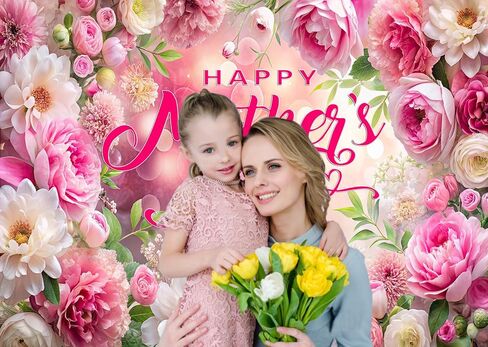 CHAIYA 7X5ft Happy Mothers Day Backdrop Pink Flowers Mothers Day Photo Background Best Mom Moms Day Party Backdrop Mother's Day Home Party Decoration in Saudi Arabia