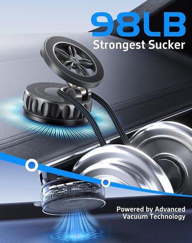 حامل هاتف سيارة مطور لعام 2026 لـ Magsafe [125+ LB أقوى شفط و3000gf أقوى مغناطيسي] حامل هاتف سيارة قابل للتعديل 360 درجة، حامل هاتف لسيارتك لهاتف iPhone 17 Pro Max 16 15 14 13 12 Plus in Kuwait