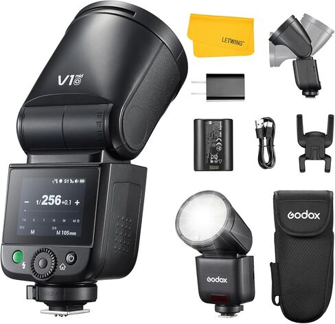 Godox V1 Mid O Flash for Olympus، 55Ws 2.4G TTL Round Head Touch Speedlite لباناسونيك HSS 1/8000s، بطارية ليثيوم أيون 2200 مللي أمبير، 650 طلقة طاقة كاملة، وقت إعادة التدوير 1.7 ثانية، مصباح تشكيل LED 10 مستويات in Saudi Arabia