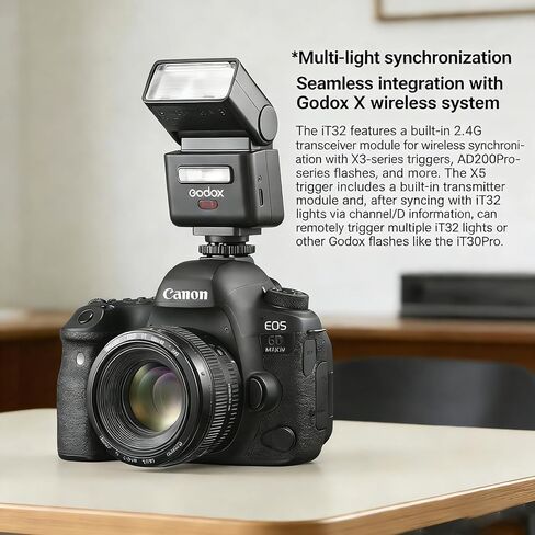Godox iT32 TTL Flash with X5 Trigger for Sony, 2.4G Wireless GN18 Speedlite, Compatible with Godox X System (XPro, X2T, X3), Magnetic Interface, 1.5s Recycle Time in Saudi Arabia