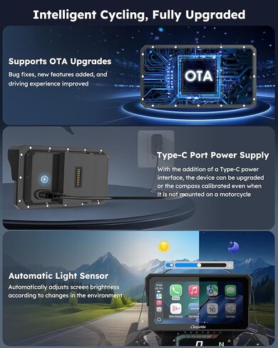 Carpuride W602BSPRO لسيارات BMW Motorcycle Carplay & Android Auto 6.25 بوصة IP67 مقاومة للماء للسيارة Moto GPS Navigation Screen مع بلوتوث مزدوج، قراءة البيانات، OTA، التحكم العجيب، TPMS، بوصلة، مقياس الضغط الجوي in Kuwait