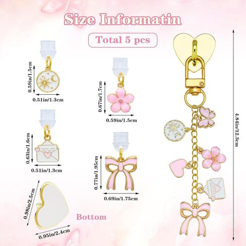 Phone Charms with 4 Matching USB C Dust Plug Charm Cute Pink Charm Chain for Cell Phone E-reader Camera and Bag Accessories Gift for Women Reader Book Lovers in Saudi Arabia