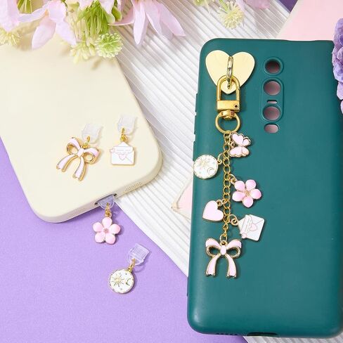 Phone Charms with 4 Matching USB C Dust Plug Charm Cute Pink Charm Chain for Cell Phone E-reader Camera and Bag Accessories Gift for Women Reader Book Lovers in Saudi Arabia