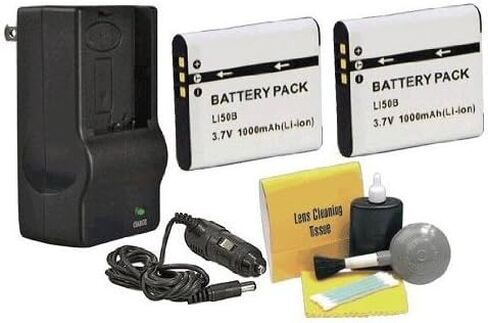 High Capacity Lithium Ion Replacement Compatible with Olympus Li-50B - 2 Batteries (1000Mah) + AC/DC Rapid Travel Charger in Saudi Arabia