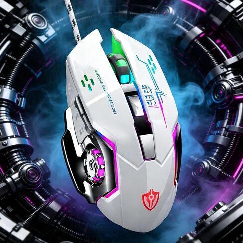 【RGB Light Effect Loop & 6 Mouse Shortcut Keys for Editing - USB Port 】 Gaming Laptop Optical Wired Mouse, 3200 DPI, Precise Without Delay, Ergonomically Designed for Comfortable Grip 2026 in Saudi Arabia