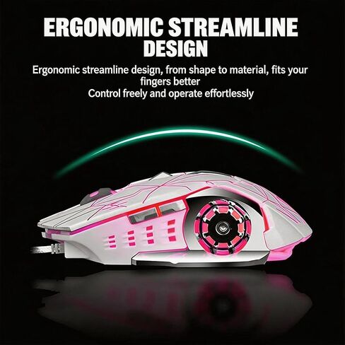 【RGB Light Effect Loop & 6 Mouse Shortcut Keys for Editing - USB Port 】 Gaming Laptop Optical Wired Mouse, 3200 DPI, Precise Without Delay, Ergonomically Designed for Comfortable Grip 2026 in Saudi Arabia