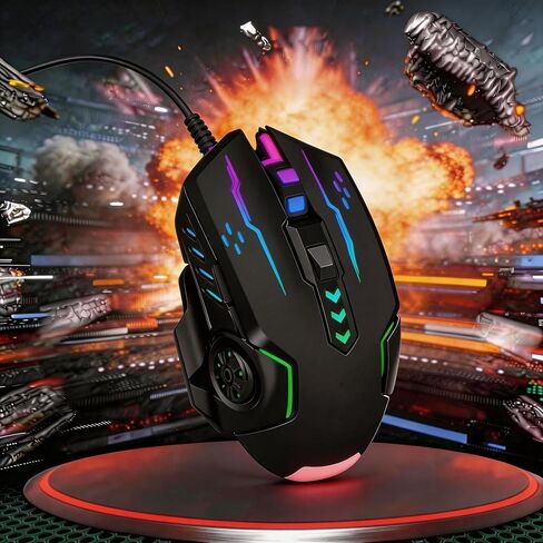 【 Plug and Play - Clear Click & No Stump - 2026】 Professional Gaming Wired Mouse,RGB Light,Ergonomic Gaming Laptop Optical Mouse,Anti Slip and Sweat Resistant Scroll Wheel,4 Adjustable DPI up to 3600 in Saudi Arabia