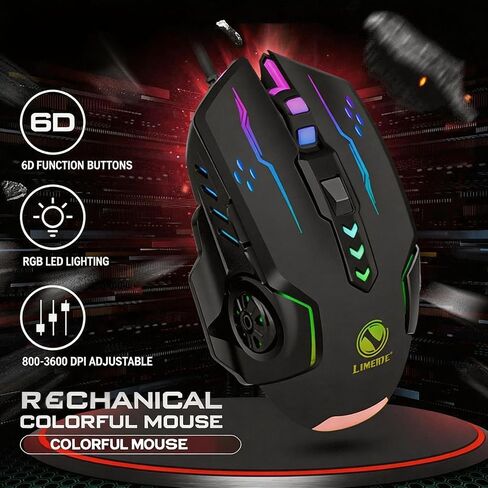 【 Plug and Play - Clear Click & No Stump - 2026】 Professional Gaming Wired Mouse,RGB Light,Ergonomic Gaming Laptop Optical Mouse,Anti Slip and Sweat Resistant Scroll Wheel,4 Adjustable DPI up to 3600 in Saudi Arabia