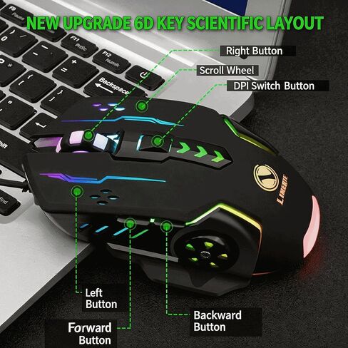 【 Plug and Play - Clear Click & No Stump - 2026】 Professional Gaming Wired Mouse,RGB Light,Ergonomic Gaming Laptop Optical Mouse,Anti Slip and Sweat Resistant Scroll Wheel,4 Adjustable DPI up to 3600 in Saudi Arabia
