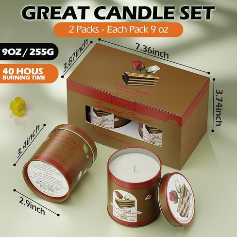 Lemon Ginger Cake Scented Candles Set | 2Pack 18OZ 8% Essential Oils 80H Burn Time | Clean Burning Smokeless for Aromatherapy Tin Jar Soy Wax Candle, Meditation, Yoga, Spa Gift Set for Men&Women in Saudi Arabia