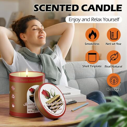 Lemon Ginger Cake Scented Candles Set | 2Pack 18OZ 8% Essential Oils 80H Burn Time | Clean Burning Smokeless for Aromatherapy Tin Jar Soy Wax Candle, Meditation, Yoga, Spa Gift Set for Men&Women in Saudi Arabia