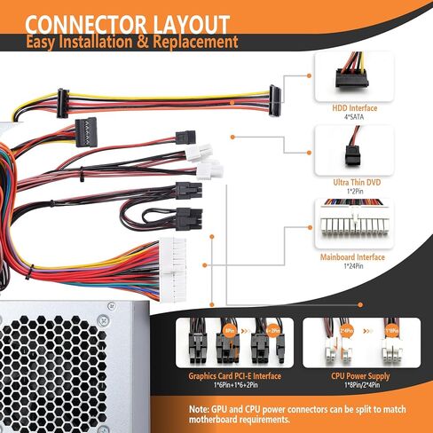 D460AM-03 HU460AM-01 HU460AD-01 D460AM-01 WC1T4 WY7XX 460W مصدر طاقة متوافق مع Dell XPS 8930، 8920، 8910، 8900، 8700، 8300 مصادر طاقة تحويل عالية التردد in Kuwait
