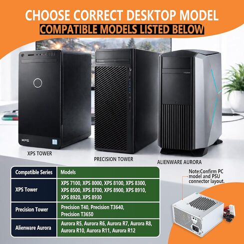 D460AM-03 HU460AM-01 HU460AD-01 D460AM-01 WC1T4 WY7XX 460W مصدر طاقة متوافق مع Dell XPS 8930، 8920، 8910، 8900، 8700، 8300 مصادر طاقة تحويل عالية التردد in Kuwait