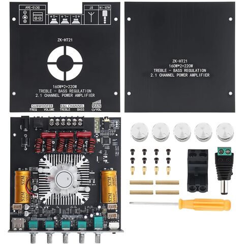 ZK-HT21 Bluetooth Amplifier Board TDA7498E HiFi Chips 2.1 Channel 160W x 2 + 220W Subwoofer Stereo Mini Audio Power Amplifier Module for DIY Home Speakers with Treble and Bass Control in Saudi Arabia