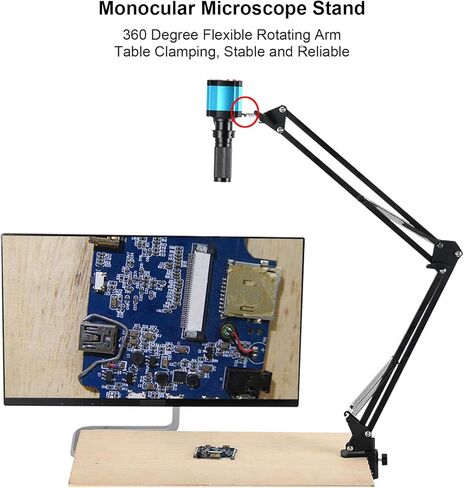 Microscope Arm Stand, Clamp Microscope Arm, Flexible Stand 360 Degree Adjustable Arm and 42mm Lens Ring Set Industrial Camera Foldable Bracket, Lens Support for 40mm Diameter Lens in Saudi Arabia