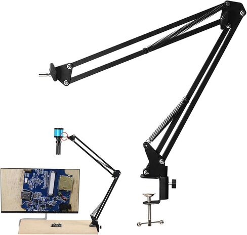 Microscope Arm Stand, Clamp Microscope Arm, Flexible Stand 360 Degree Adjustable Arm and 42mm Lens Ring Set Industrial Camera Foldable Bracket, Lens Support for 40mm Diameter Lens in Saudi Arabia