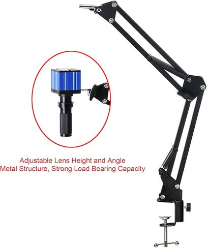 Microscope Arm Stand, Clamp Microscope Arm, Flexible Stand 360 Degree Adjustable Arm and 42mm Lens Ring Set Industrial Camera Foldable Bracket, Lens Support for 40mm Diameter Lens in Saudi Arabia