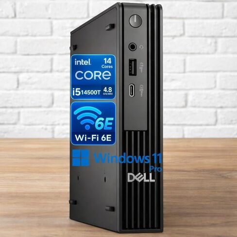 كمبيوتر مكتبي صغير الحجم Dell Pro Micro QCM1250، إصدار OptiPlex جديد، الجيل الرابع عشر i5-14500T (14 نواة، حتى 4.8 جيجا هرتز)، ذاكرة الوصول العشوائي DDR5 سعة 16 جيجابايت، تخزين 1T (512G SSD+500G محرك أقراص خارجي)، HDMI + DP، USB-C، Wi-Fi 6E، Win 11 Pro in Saudi Arabia