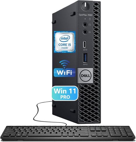 Dell OptiPlex 7060 Mini Desktop Business PC, Intel Core i5-8500T 2.1GHz, 8GB RAM, 256GB SSD, USB Type-C, WiFi + Bluetooth, Keyboard & Mouse, Windows 11 Pro (Renewed) in Saudi Arabia