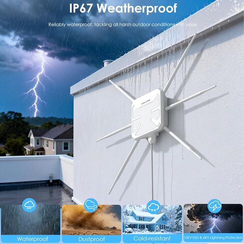 WAVLINK AX3000 Outdoor WiFi 6 Extender, Long Range Outdoor Access Point, 6x7dBi High-Gain Antennas, PoE Powered, IP67 Waterproof Lightning Protection, Starlink Compatible for Farm, RV, Cameras in Saudi Arabia