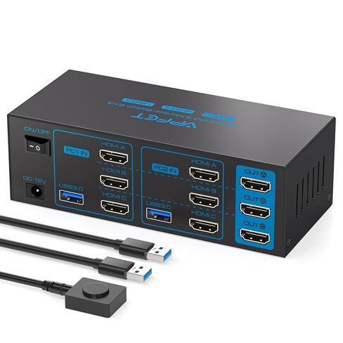 محول KVM بمنفذين لجهازي كمبيوتر، شاشة HDMI مزدوجة، مفاتيح KVM 8K@60 هرتز 4K@120 هرتز مع USB 3.0، وحدة تحكم ممتدة، 2 جهاز كمبيوتر مشاركة الشاشات المزدوجة ولوحة مفاتيح الماوس مع كابلات USB 3.0 in Kuwait