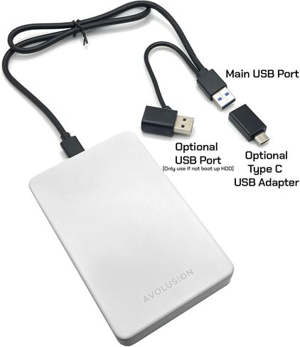 Avolusion M2 1TB USB 3.0 Portable External Hard Drive (for Windows Laptop/Desktop PC) - White in Saudi Arabia