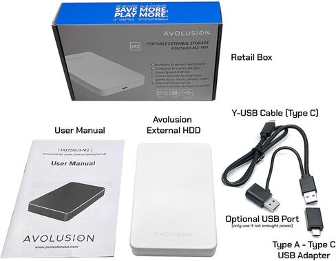 Avolusion M2 1TB USB 3.0 Portable External Hard Drive (for Windows Laptop/Desktop PC) - White in Saudi Arabia