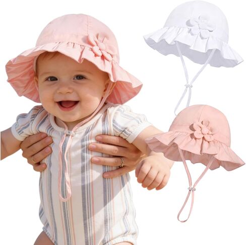 Baby Girl Wide Brim Bucket Hats with UPF 50+ Outdoor Adjustable Beach Hat with Sun Hat in Saudi Arabia