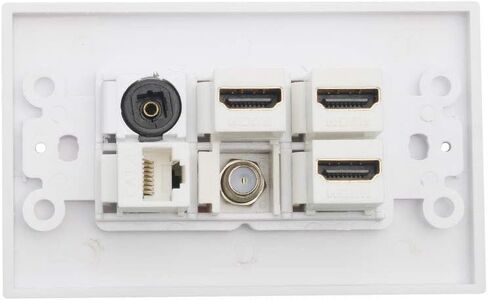 HDMI Optical Wall Plate, MOAVEQ Toslink Wall Plate with HDMI CAT6 Ethernet Coax TV F Type Keystone Jack (1Pack, 3xHDMI+CAT6+F+TOS) in Saudi Arabia
