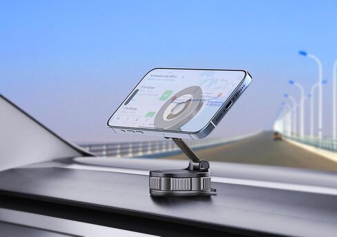 حامل هاتف LEOM for MagSafe للسيارة والمكتب - حامل تثبيت مغناطيسي قابل للطي، يدور 360 درجة، قبضة قوية، حجم جيب صغير، متوافق مع سلسلة iPhone 16/15/14/13/12 (أسود) in Kuwait
