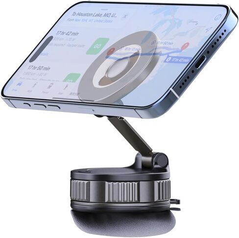 حامل هاتف LEOM for MagSafe للسيارة والمكتب - حامل تثبيت مغناطيسي قابل للطي، يدور 360 درجة، قبضة قوية، حجم جيب صغير، متوافق مع سلسلة iPhone 16/15/14/13/12 (أسود) in Kuwait