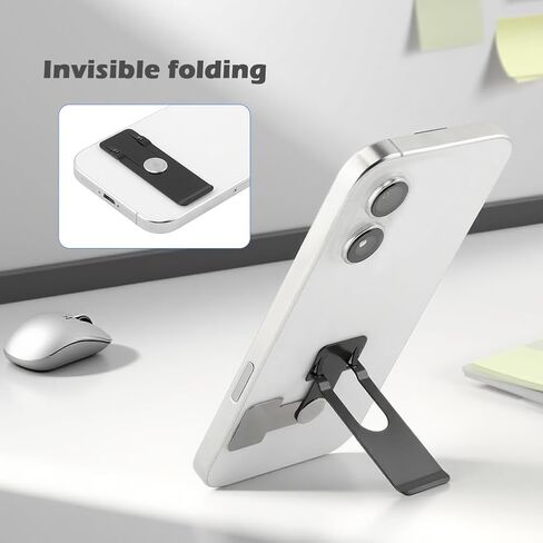 2 Pack Ultra Thin Phone Kickstand, 360° Rotating Stainless Steel Stand, Vertical/Horizontal Use, Foldable & Pocket Friendly, Fits All Phone(Black,Size:2.6inch) in Saudi Arabia