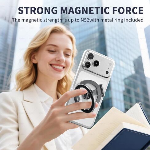 Magnetic Phone Ring for MagSafe Grip [Phone Holder] [Dual-Sided Magnetic] [Magnet Phone Stand Grip Compatible with Car Mounts] Mag Safe Accessory for iPhone 17/16/15/14/13 Pro Max Plus, Grey in Saudi Arabia