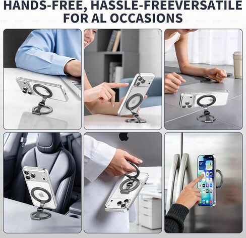 Magnetic Phone Ring for MagSafe Grip [Phone Holder] [Dual-Sided Magnetic] [Magnet Phone Stand Grip Compatible with Car Mounts] Mag Safe Accessory for iPhone 17/16/15/14/13 Pro Max Plus, Grey in Saudi Arabia