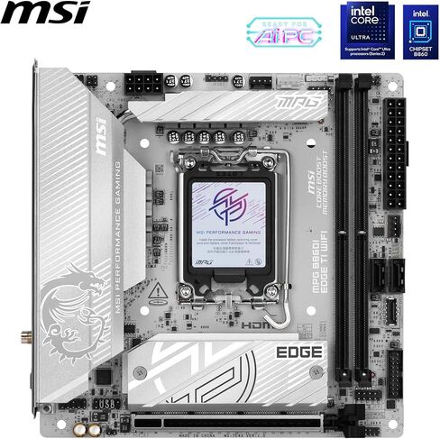 اللوحة الأم MSI MPG B860I Edge TI WiFi، Mini-ITX - تدعم معالجات Intel Core Ultra (السلسلة 2)، LGA 1851-110A SPS VRM، تعزيز ذاكرة DDR5 (8600+ MT/s OC)، PCIe 5.0 x16، M.2 Gen5، Wi-Fi 7 in Saudi Arabia