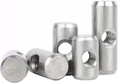Barrel nut, 304 Stainless Steel Barrel Bolts Cylindrical Pin Dowel Cross Hole Hammer Embedded Nut for Wood Furniture Accessories(M6x14-10(5pcs)) in Saudi Arabia