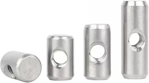 Barrel nut, 304 Stainless Steel Barrel Bolts Cylindrical Pin Dowel Cross Hole Hammer Embedded Nut for Wood Furniture Accessories(M6x14-10(5pcs)) in Saudi Arabia