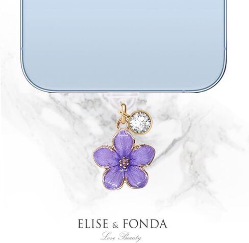 ELISE & FONDA TP841 منفذ شحن من النوع C مضاد للغبار، قابس صغير للهاتف الخلوي على شكل زهرة بوهينيا لهواتف iPhone 15/16/Samsung/OnePlus/Xiaomi/oppo Android (أرجواني) in Saudi Arabia