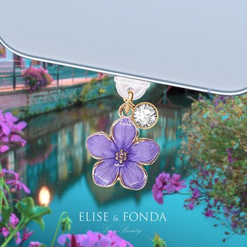 ELISE & FONDA TP841 منفذ شحن من النوع C مضاد للغبار، قابس صغير للهاتف الخلوي على شكل زهرة بوهينيا لهواتف iPhone 15/16/Samsung/OnePlus/Xiaomi/oppo Android (أرجواني) in Saudi Arabia