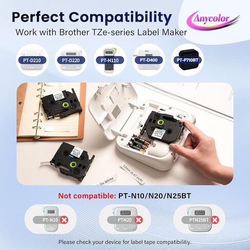 Anycolor TZe-FX231 Flexible Label Tape Replace for Brother P Touch TZeFX231 12mm 0.47 White Flexible-ID Laminated Cable/Wire TZe TZ Tape for Brother PT-D210 D220 H110 D410 D610BT, 4-Pack in Saudi Arabia