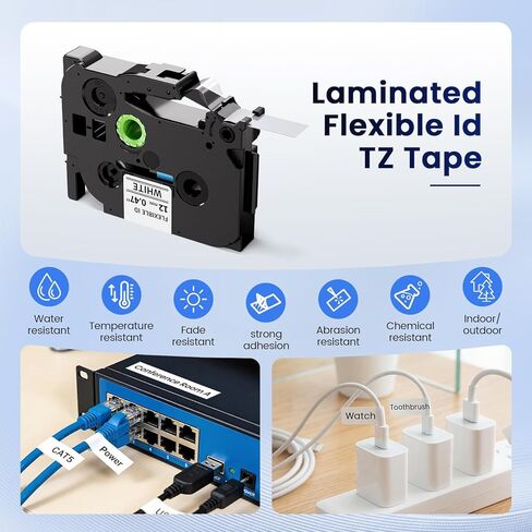 Anycolor TZe-FX231 Flexible Label Tape Replace for Brother P Touch TZeFX231 12mm 0.47 White Flexible-ID Laminated Cable/Wire TZe TZ Tape for Brother PT-D210 D220 H110 D410 D610BT, 4-Pack in Saudi Arabia