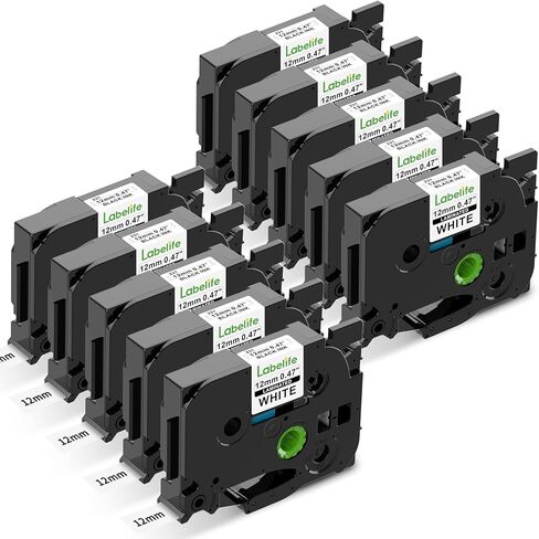 Labelife 10-Pack Replace for Brother TZe TZ Tape 12mm 0.47 Laminated White TZe-231 TZ-231 for Brother Label Maker Tape 12mm 0.47 White Work with Brother P Touch PT-D210 PT-H110 PT-D220 PT-D410 PT-D600 in Saudi Arabia
