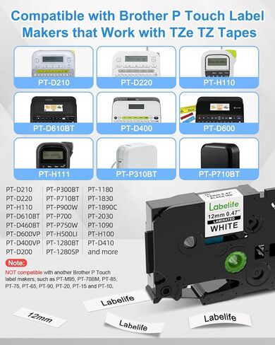 Labelife 10-Pack Replace for Brother TZe TZ Tape 12mm 0.47 Laminated White TZe-231 TZ-231 for Brother Label Maker Tape 12mm 0.47 White Work with Brother P Touch PT-D210 PT-H110 PT-D220 PT-D410 PT-D600 in Saudi Arabia