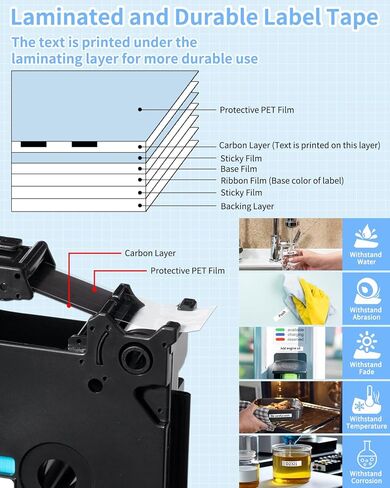 Labelife 10-Pack Replace for Brother TZe TZ Tape 12mm 0.47 Laminated White TZe-231 TZ-231 for Brother Label Maker Tape 12mm 0.47 White Work with Brother P Touch PT-D210 PT-H110 PT-D220 PT-D410 PT-D600 in Saudi Arabia
