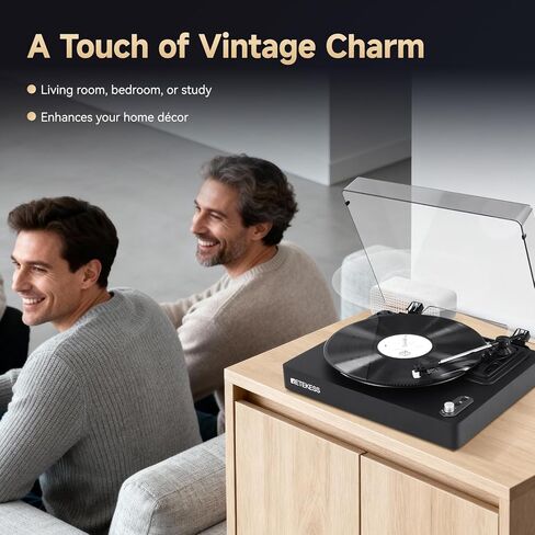 Retekess TR643 Vinyl Record Player, Wireless Turntable Player, 3-Speed Turntable for 33/45/78 RPM Records, Belt Drive, Auto Stop, RCA & AUX Output, Headphone Jack in Saudi Arabia