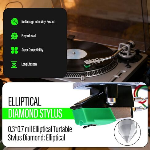 Pacify ATN95E Diamond Record Player إبر استبدال القلم المتوافق مع AT95E AT-LP120X AT93 AT3400 AT3450 مشغل القرص الدوار من الفينيل in Saudi Arabia
